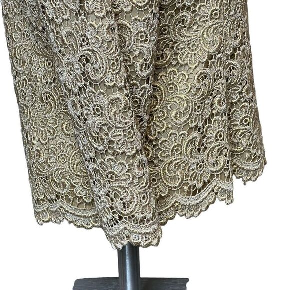 Talbots vintage metallic gold lace overlay evening jacket size 4 - Picture 8 of 16